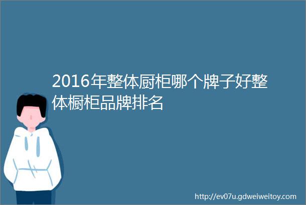 2016年整体厨柜哪个牌子好整体橱柜品牌排名